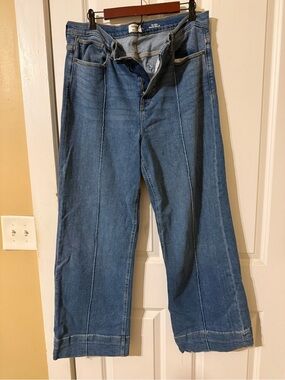 Kensie Blue Wide-Leg Seam-Front Jeans